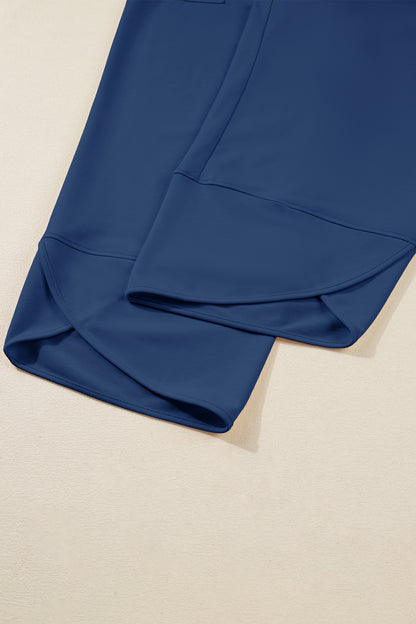 Plus Size Solid Asymmetrical Hem Capris Pants