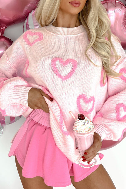 Heart Bubble Sleeve Sweater