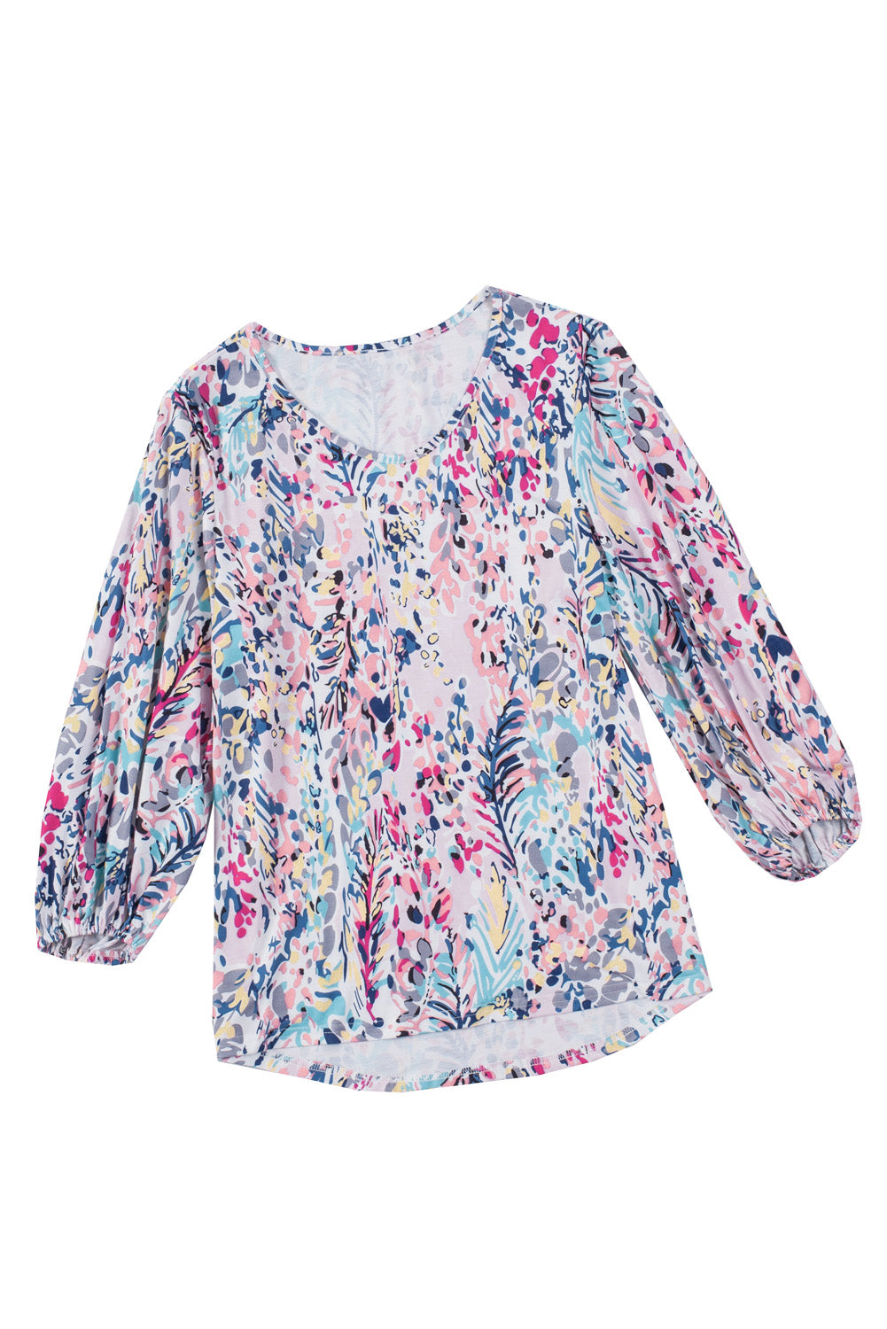 Floral 3/4 Puff Sleeve Blouse