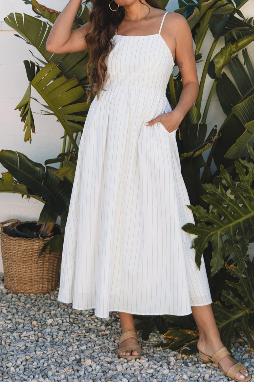 Stripe Spaghetti Strap Maxi Dress