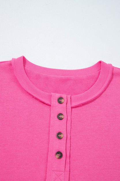 Solid Half-Button Pullover and Jogger Pants Set