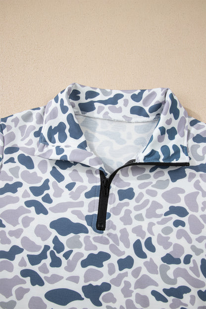 Camo Kangaroo Pocket Quarter Zip Sweatshirt