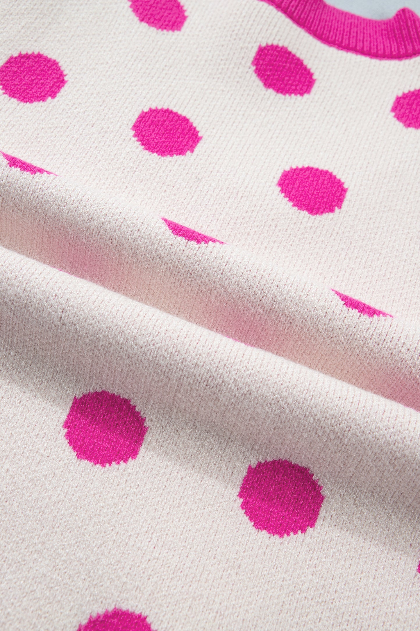 Polka Dot Puff Short Sleeve Sweater Top