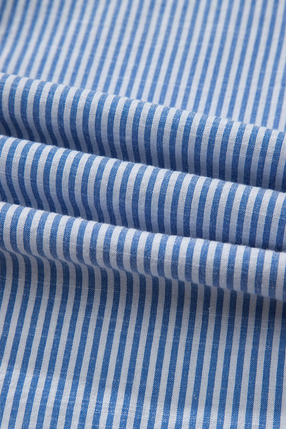 Stripe Leopard Ruffle Long Sleeve Buttoned Shirt