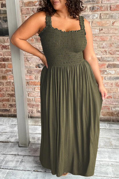 Smocked Sleeveless Maxi Dress Plus Size