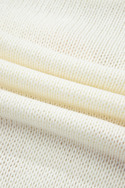 Contrast Bow Tie Short Sleeve Knit Sweater