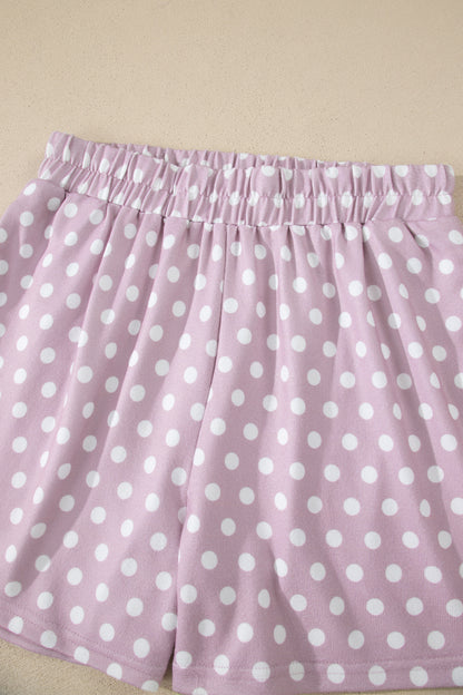Polka Dot Relaxed Top & Drawning Shorts Set