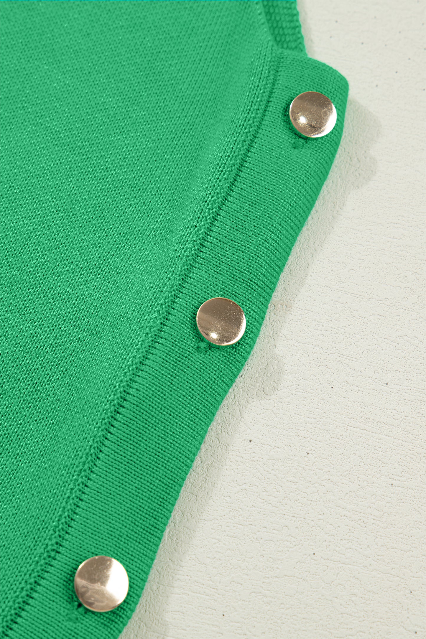 Solid Side Button Round Neck Sleeveless Knit Sweater