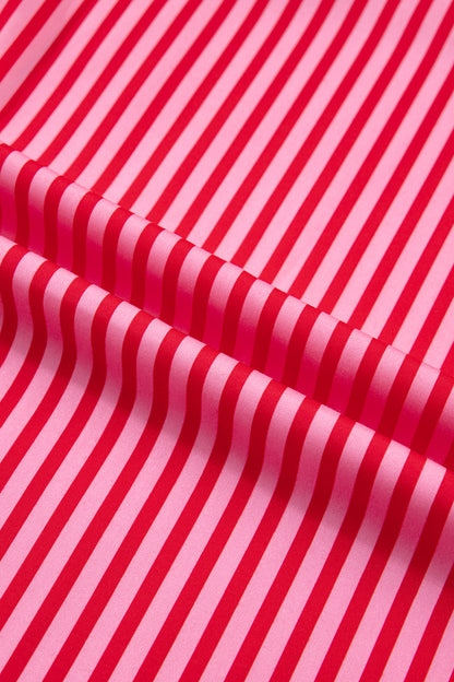 Stripe Patch Pocket Button-Up Long Sleeve Blouse