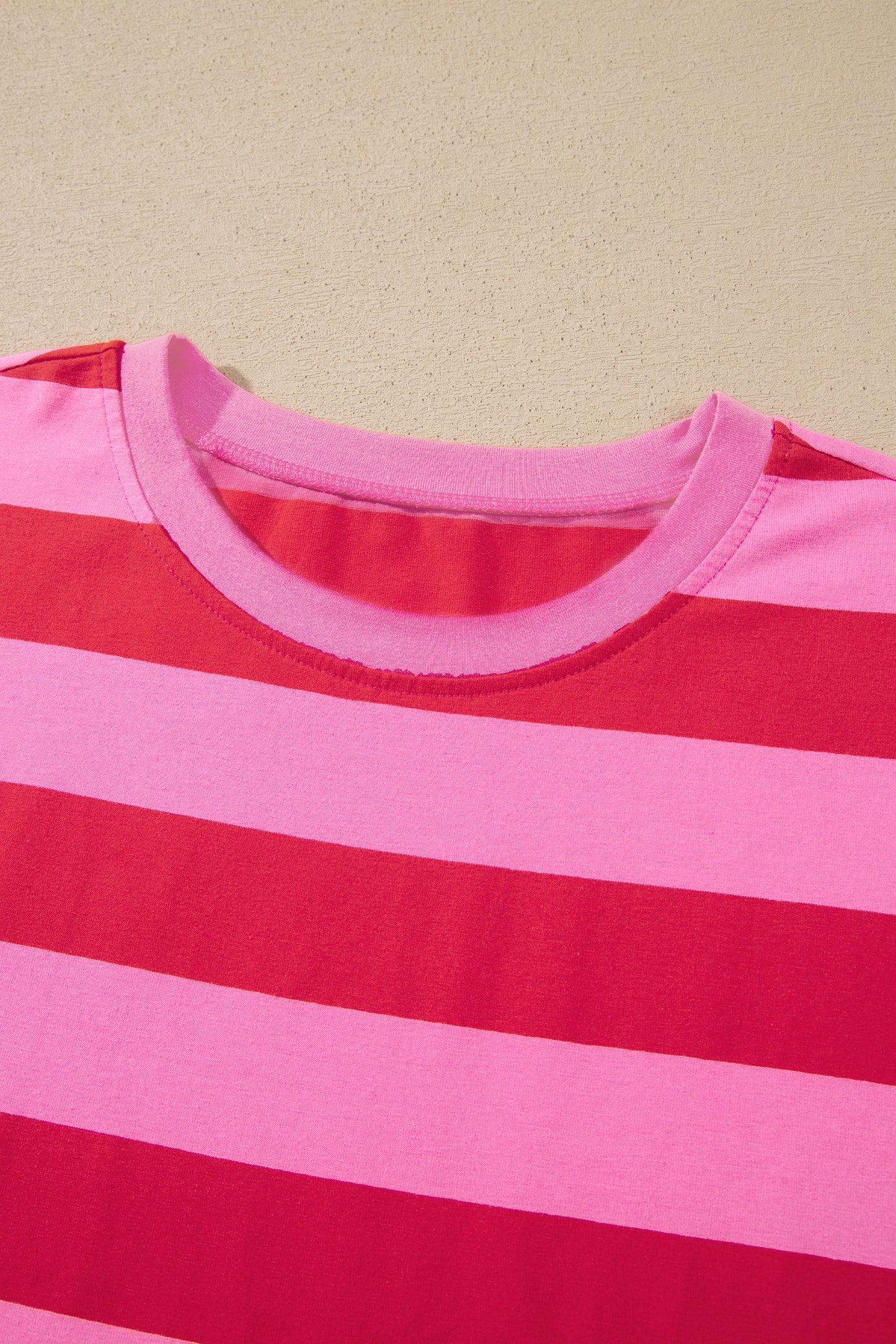 Stripe Cuffed Short Sleeve T-Shirt Long Dress w/ Pockets