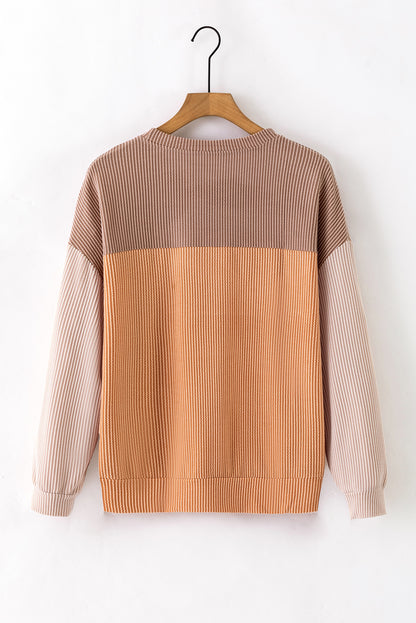 Colorblock Ribbed Long Sleeve Top