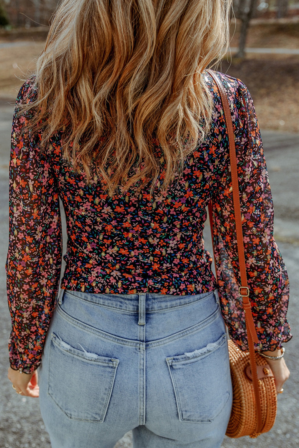 Floral Bubble Sleeve Blouse