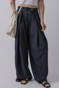 Pleated Wide Leg Buttoned Pants