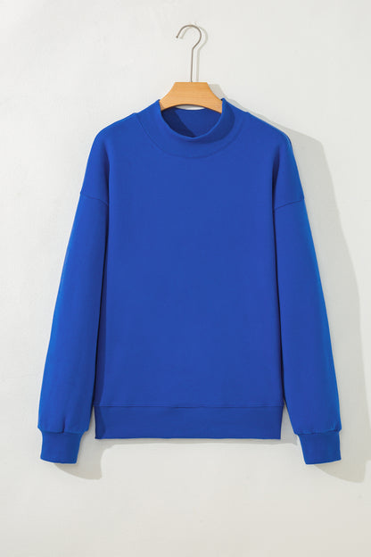 Solid Mock Neck Oversized Sweatshirt