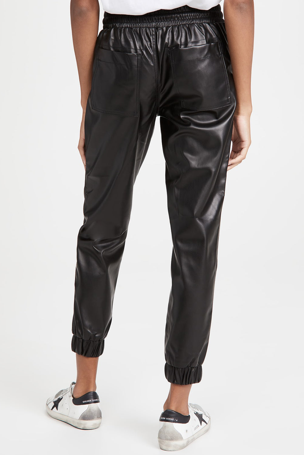 Faux Leather Smocked Waist Joggers