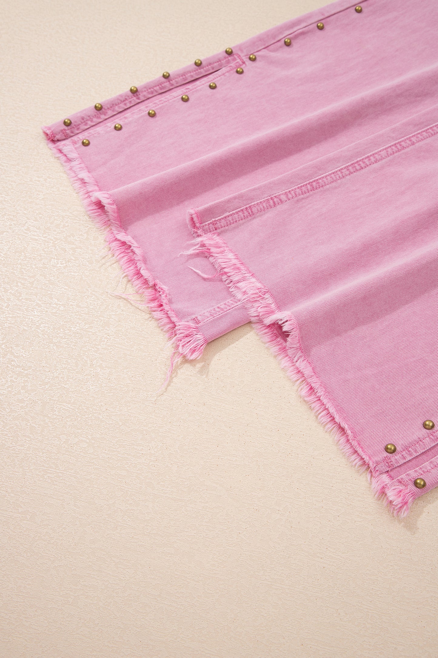 Studded Side Split Hem Wide Leg Jeans