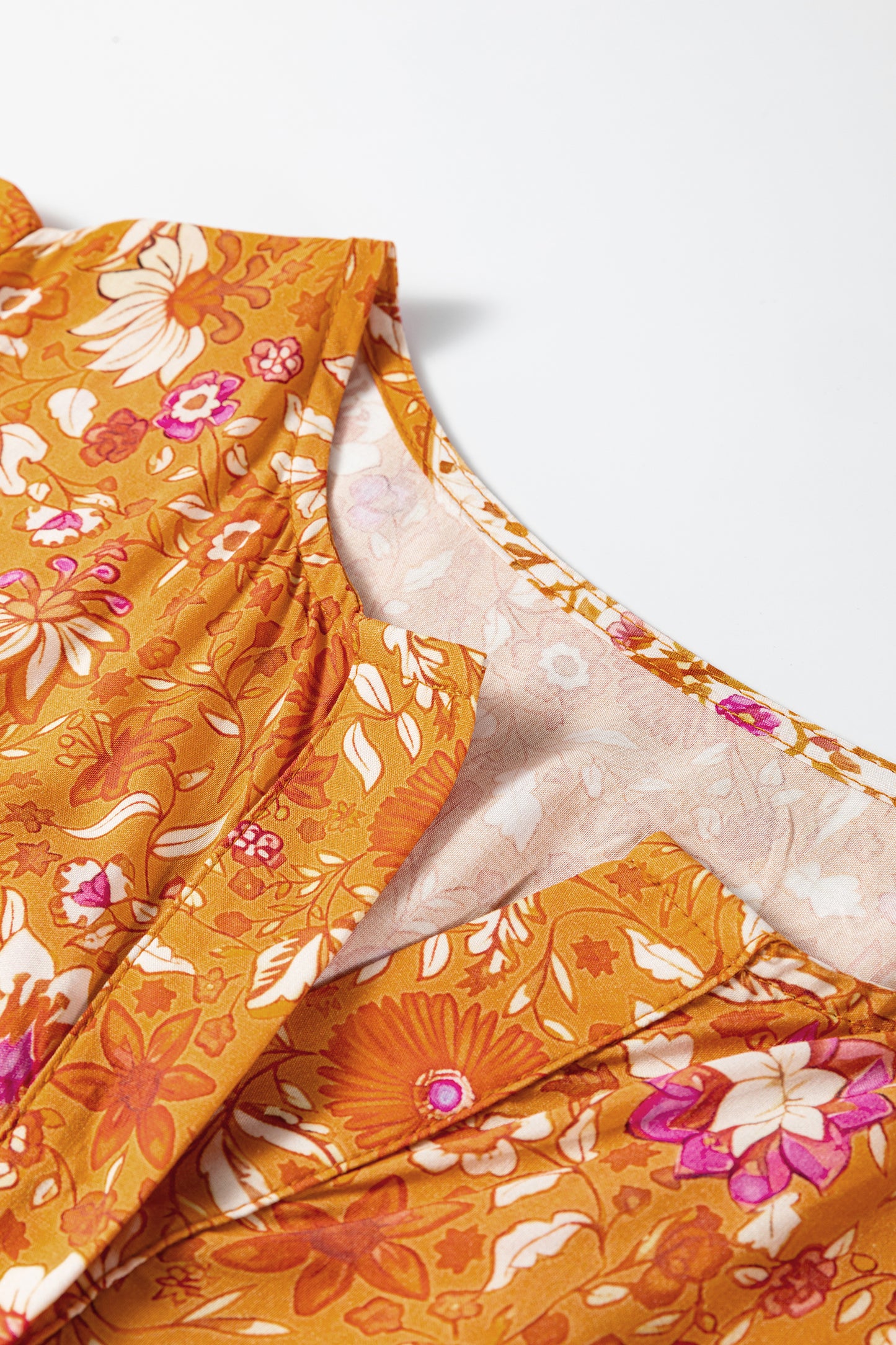 Boho Floral Smocked Waist Long Sleeve Maxi Dress