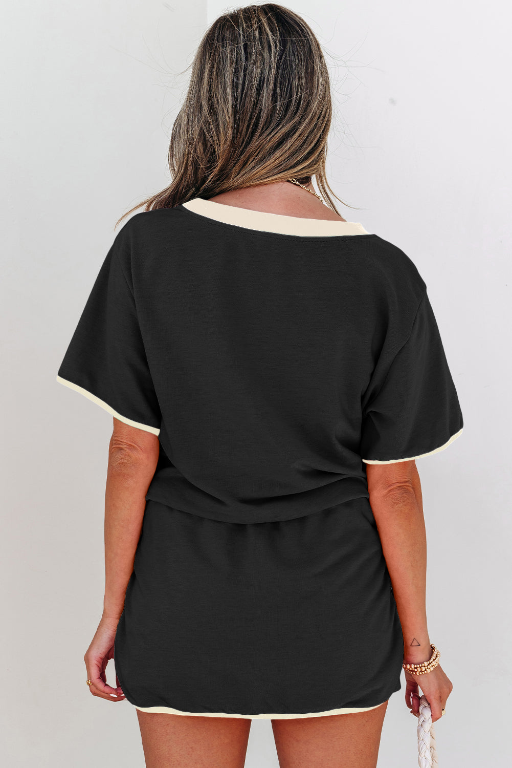 Colorblock Short Sleeve T-Shirt and Skort Set