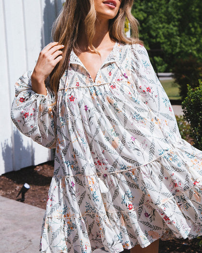 Boho Floral Ruffle Dress