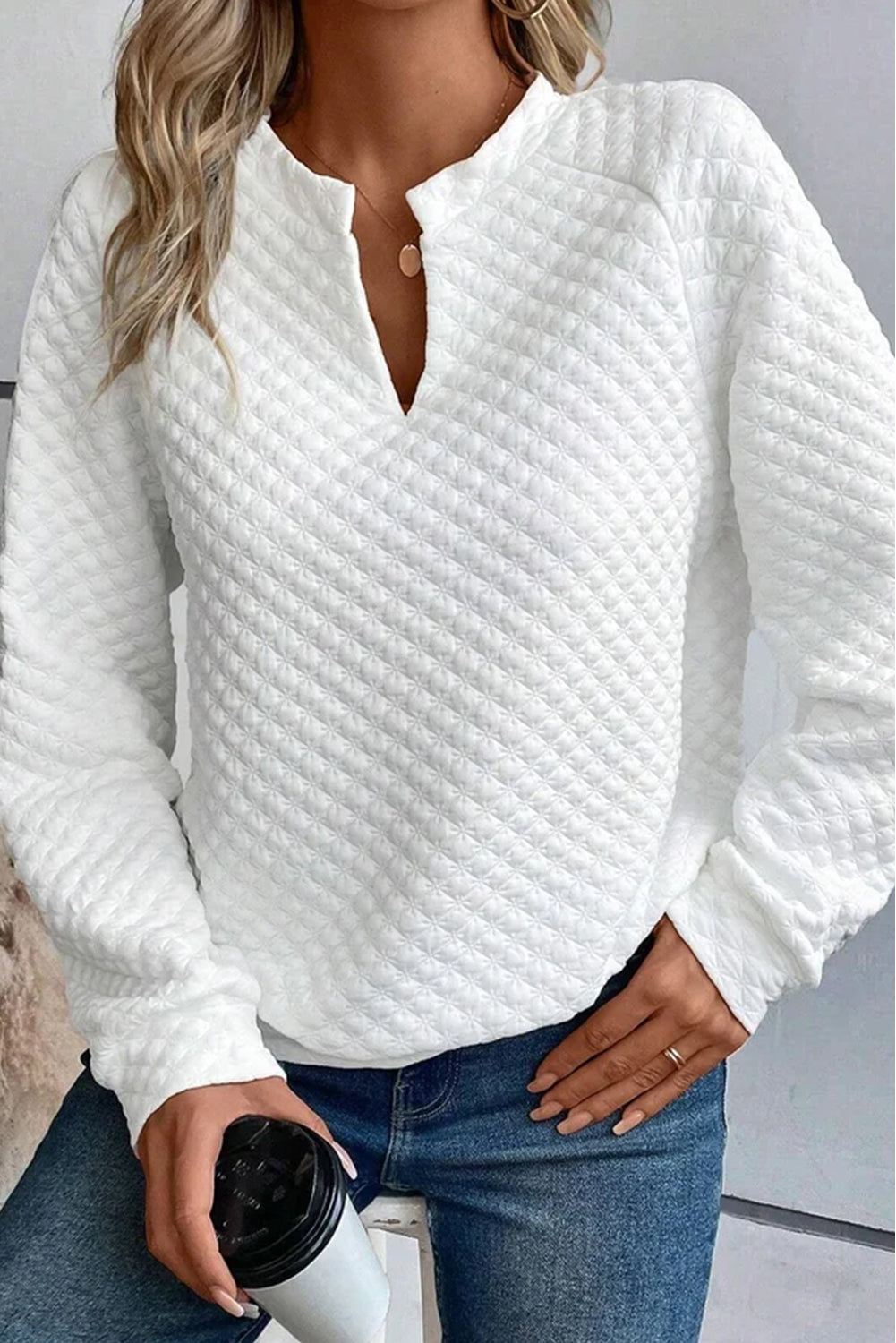 Quilted Raglan Long Sleeve Top