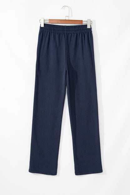 Solid Fleece-Lined Drawstring Waist Pants