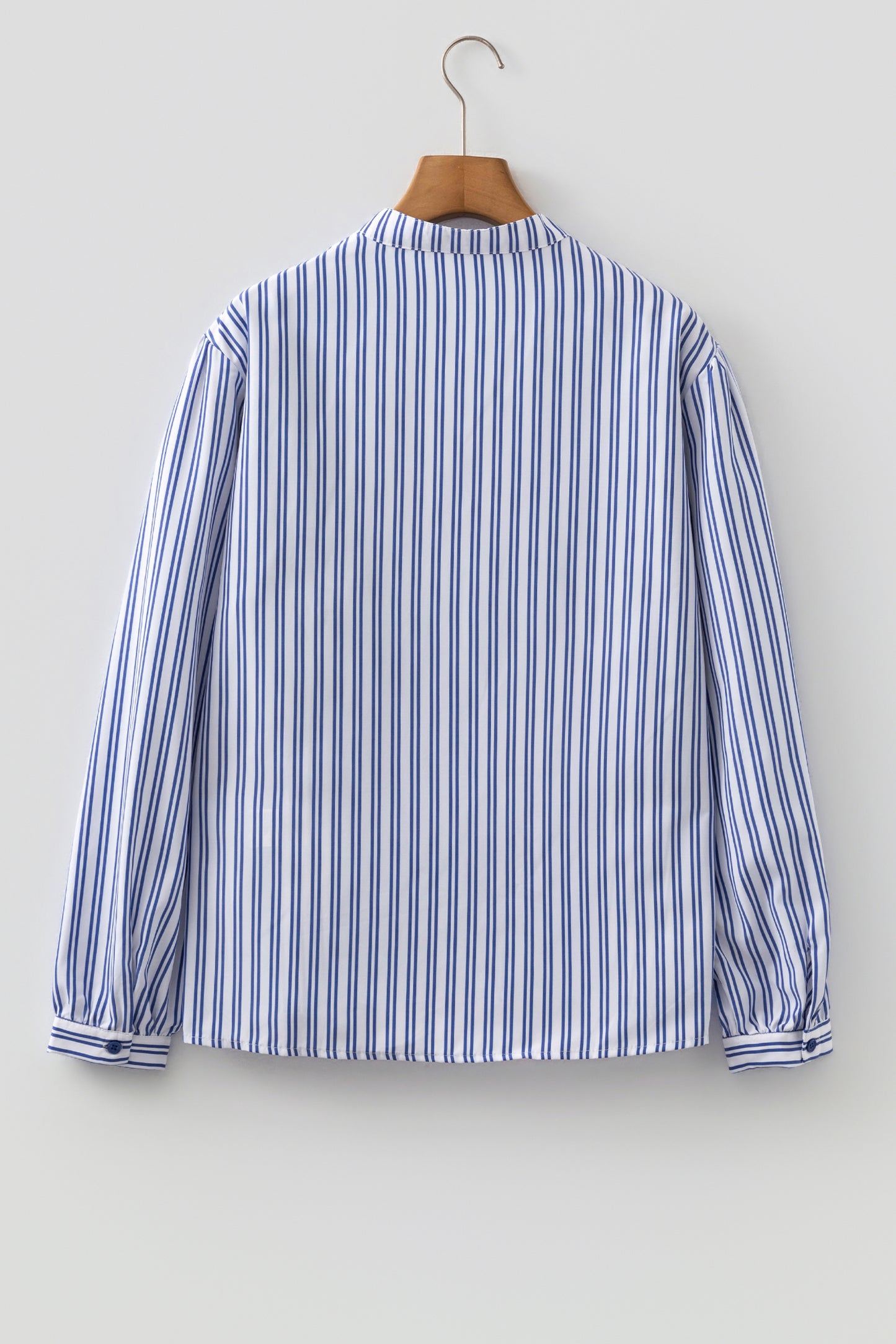 Stripe Embroidered Button Front Long Sleeve Shirt