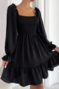 Smocked Ruffle Puff Sleeve Dress