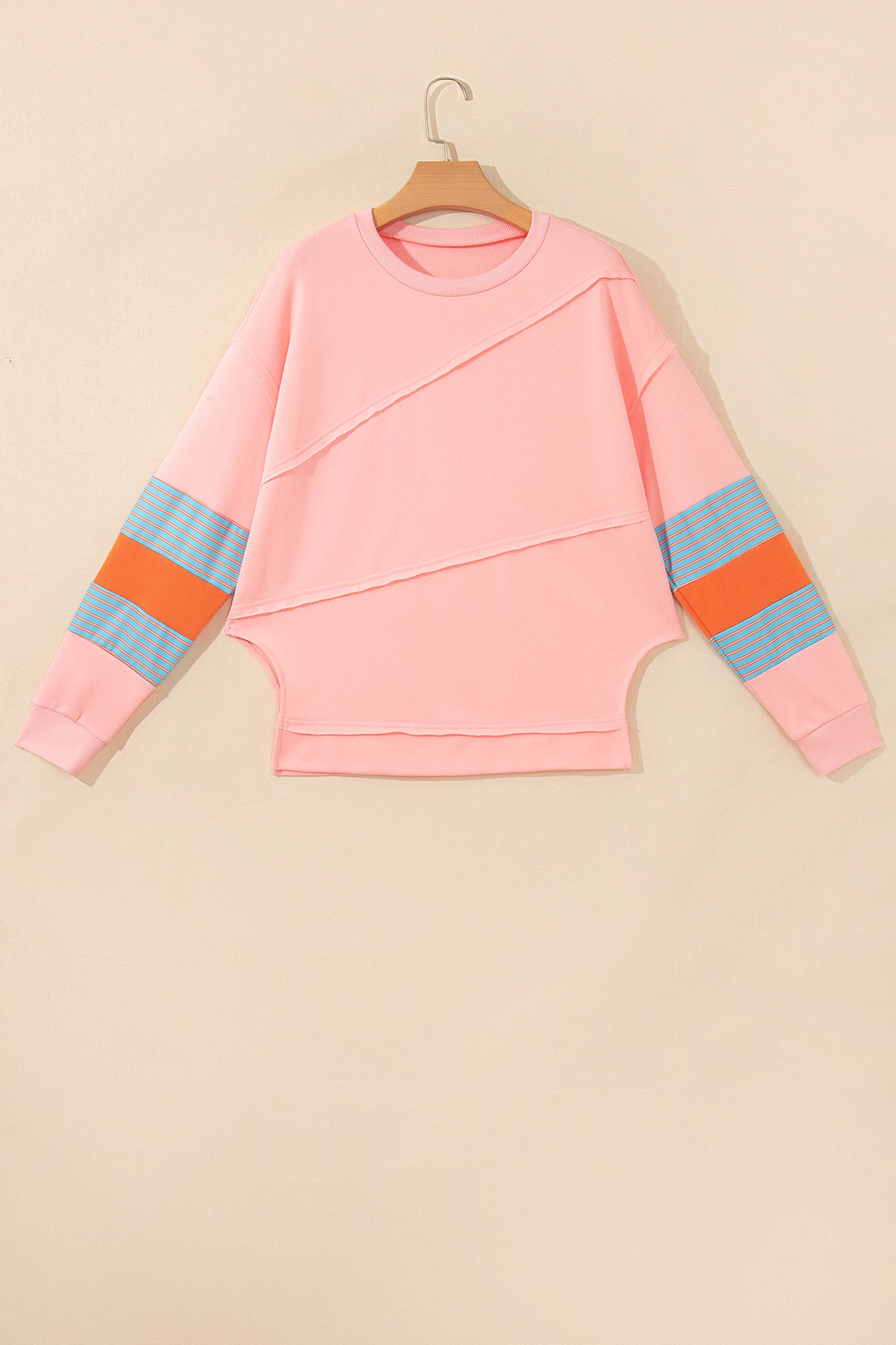 Striped Colorblock Patchwork Long Sleeve Blouse