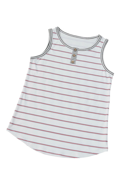 Stripe Ribbed Henley Tank Top