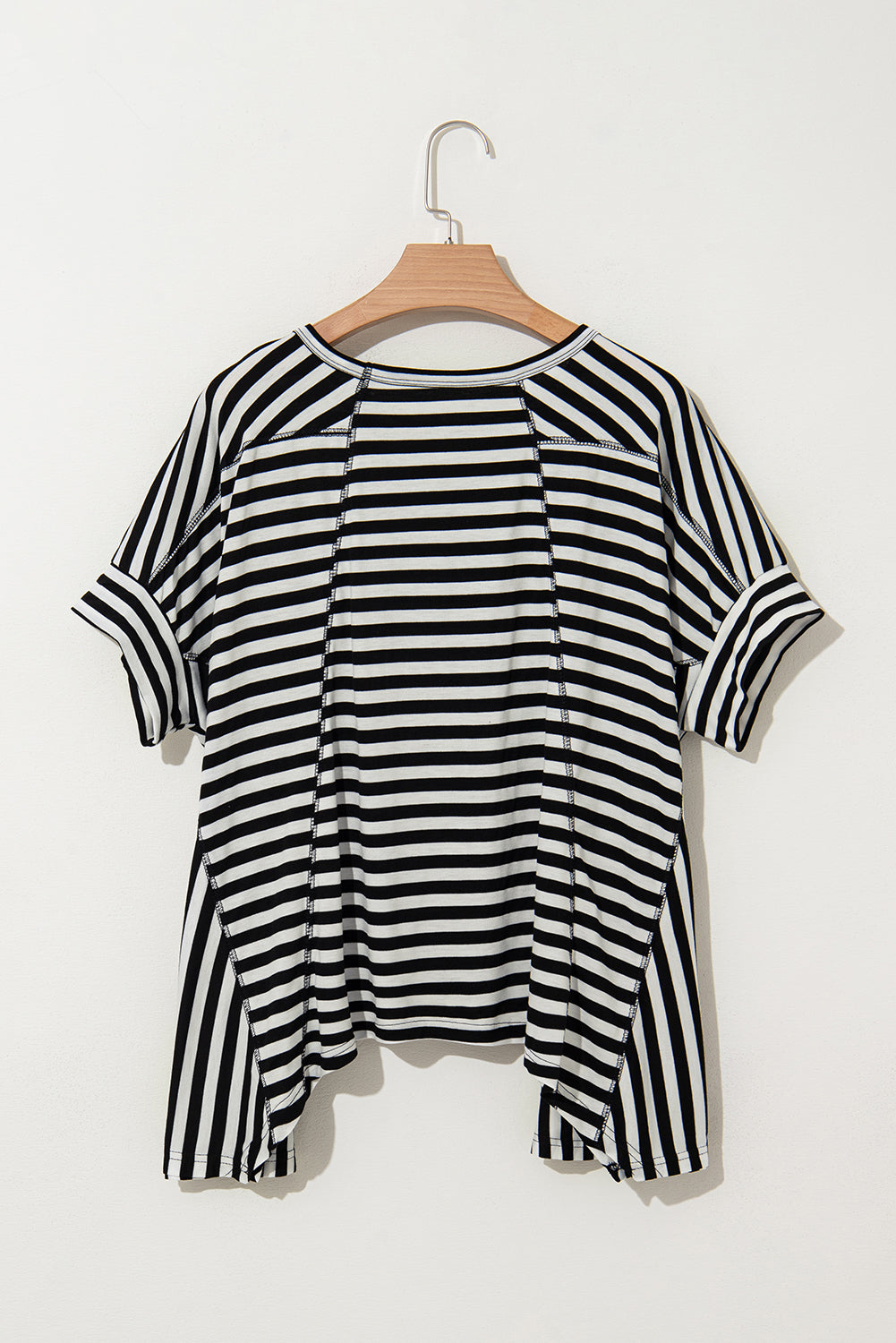 Stripe Batwing Sleeve Crewneck Top