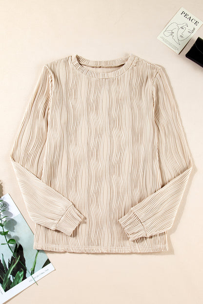 Texture Wavy Long Sleeve Top