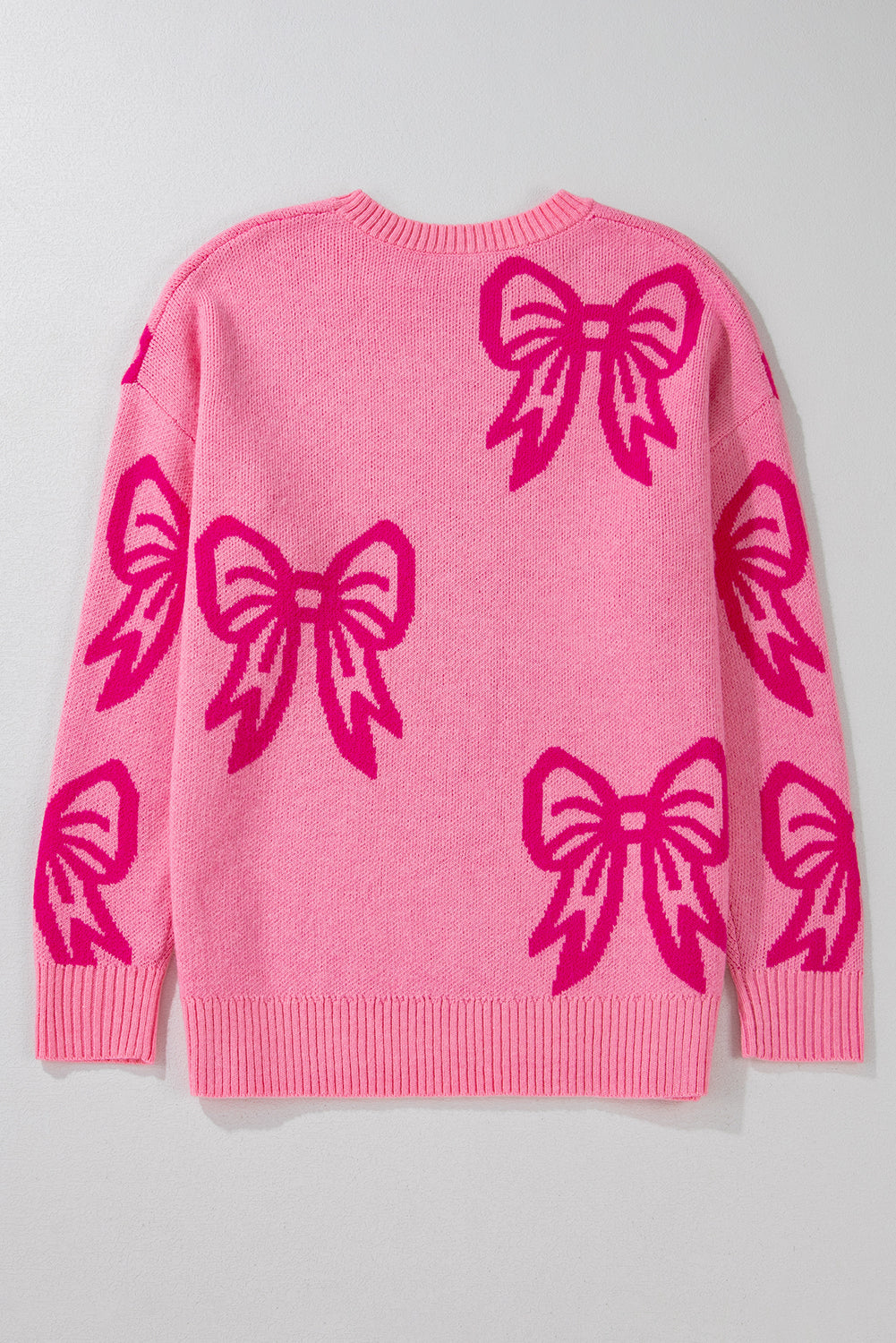 Bow Drop Shoulder Crewneck Sweater