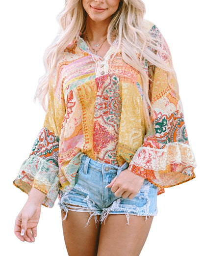 Paisley Bell Sleeve Blouse