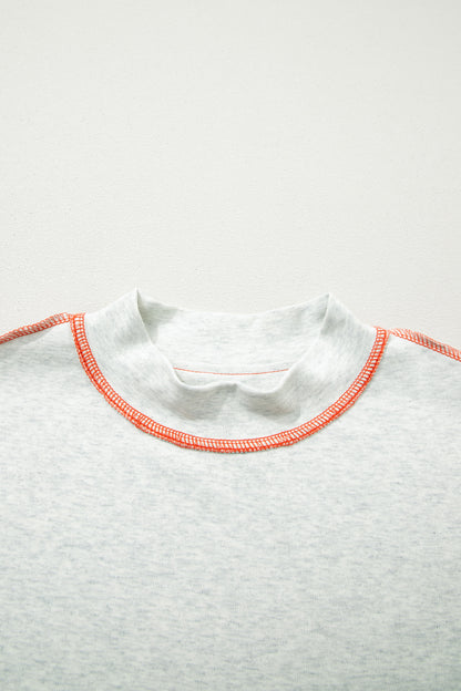 Reversible Contrast Stitching Mock Neck T-Shirt