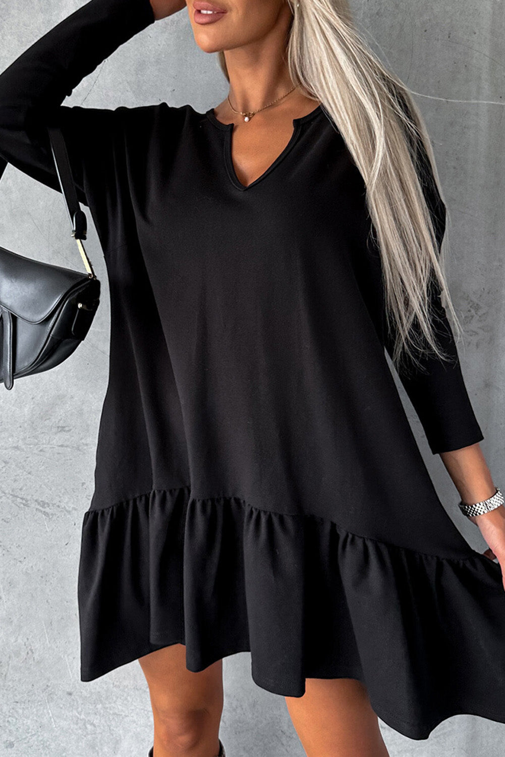 Ruffle Long Sleeve Loose Dress