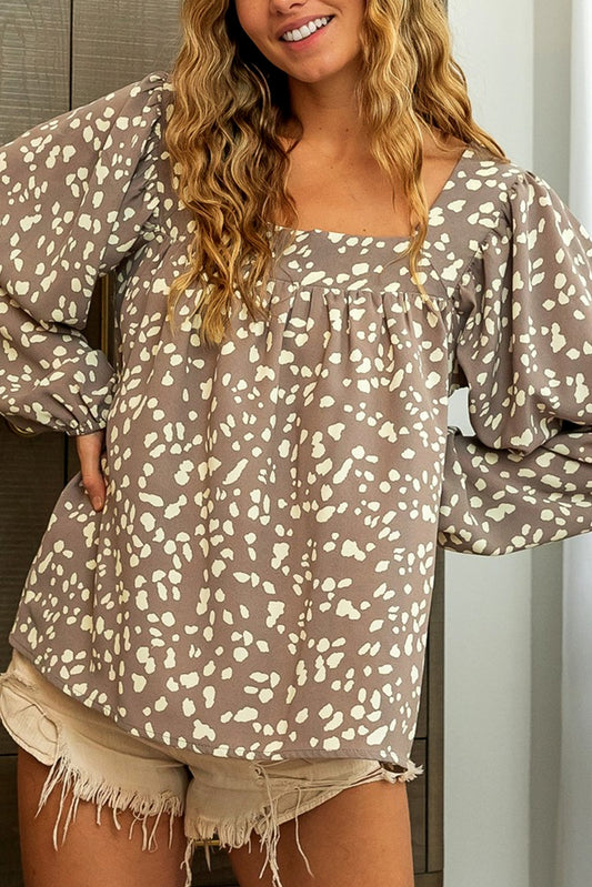 Leopard Square Neck Blouse