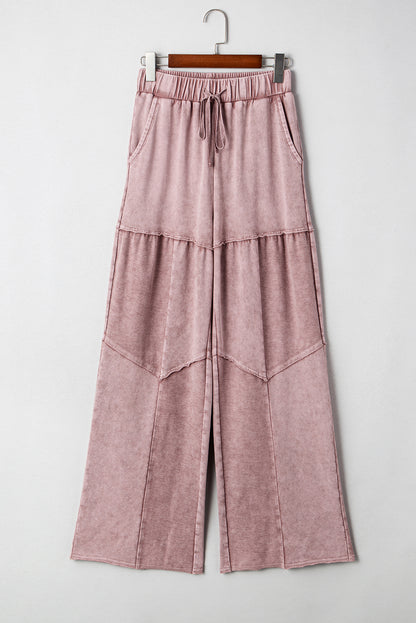 Mineral Wash Tiered Drawstring Wide Leg Pants