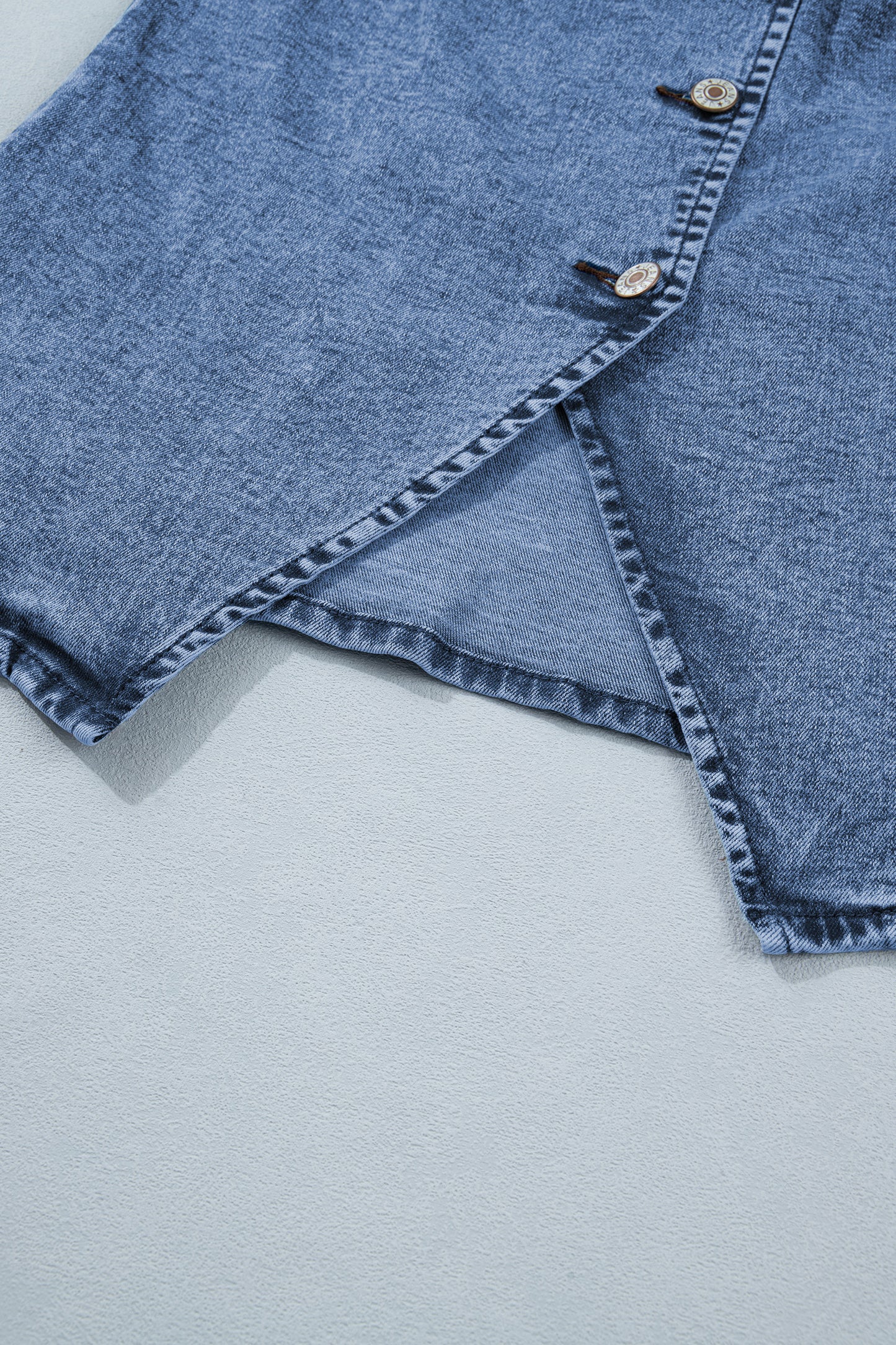 Western Denim Button Front Slit Sleeveless Vest