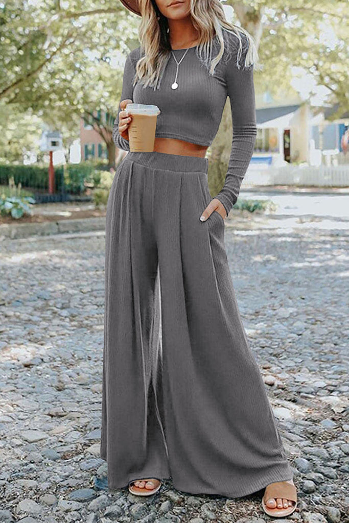 Ribbed Top and Long Pants Set