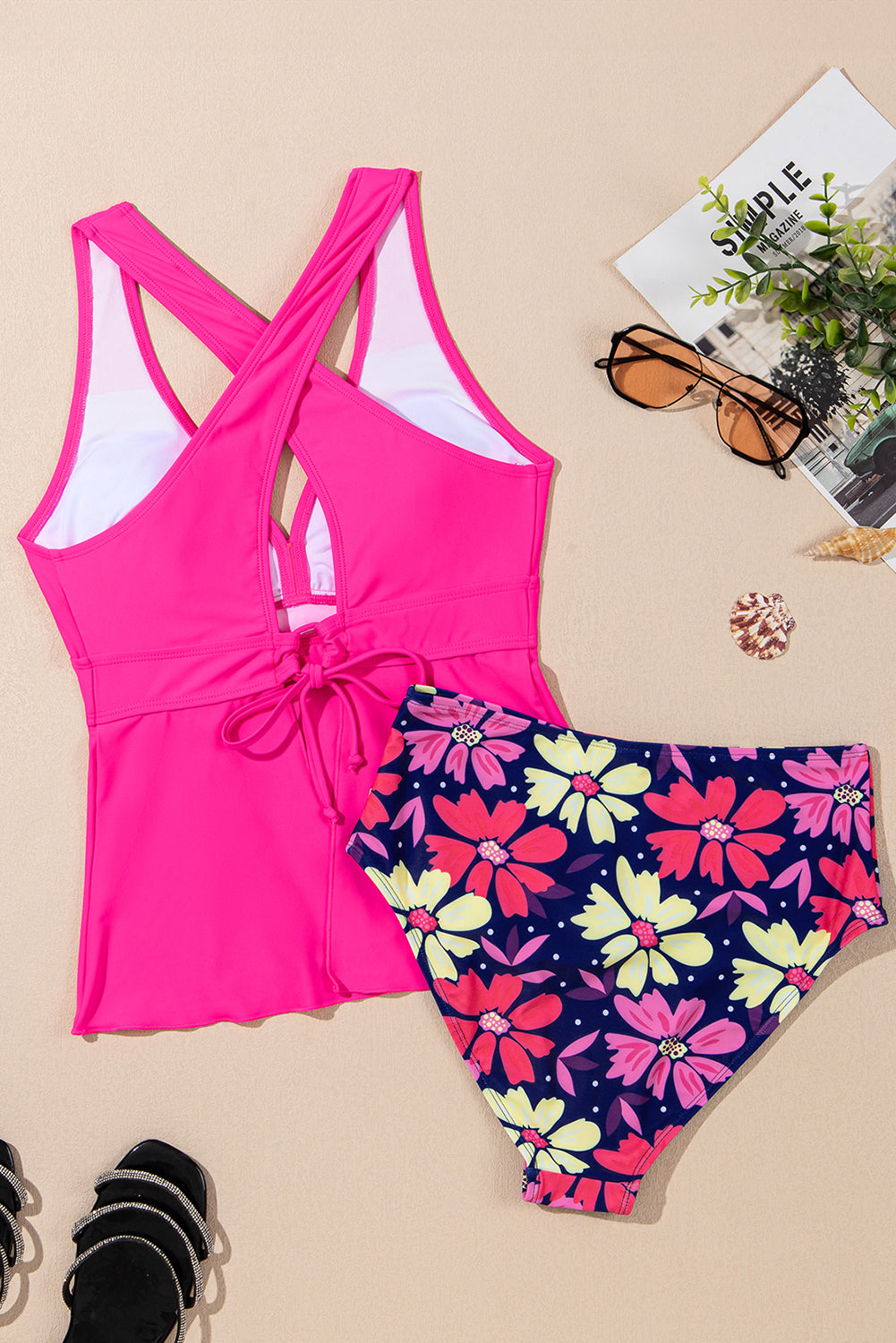 Tropical Colorblock Tankini Set