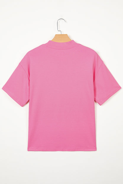 Oversized Solid Color High Neck Tee