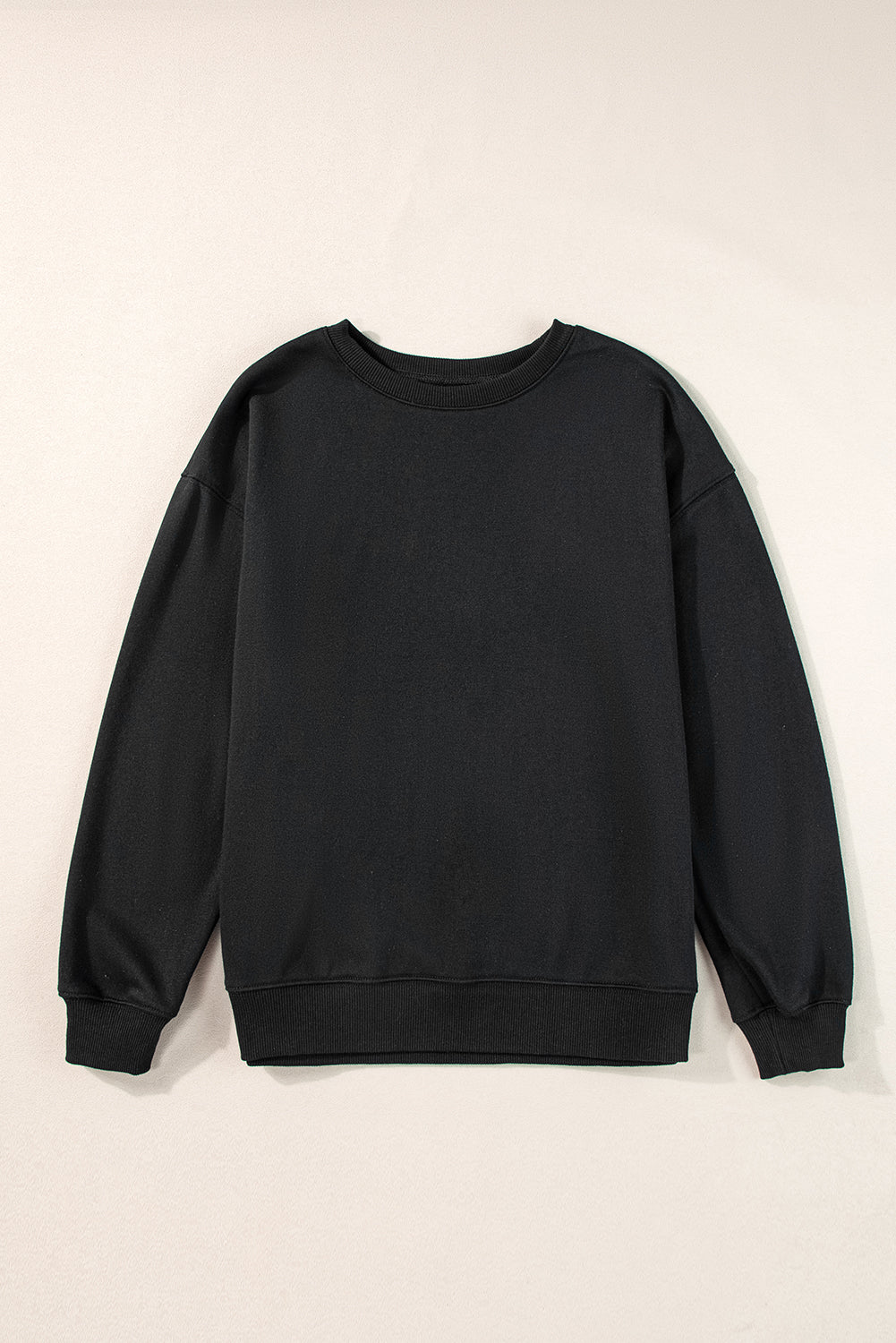 Solid Drop Shoulder Crewneck Pullover Sweatshirt