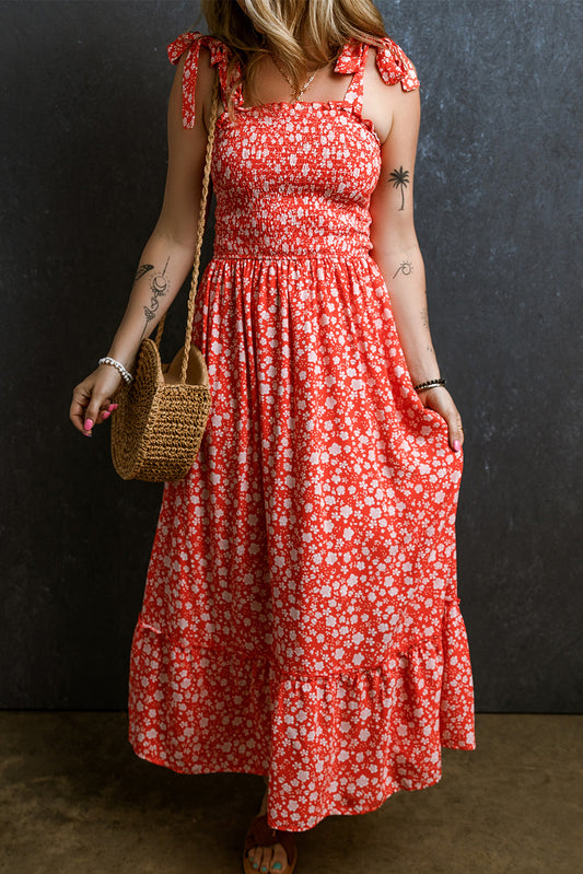 Floral Smocked Bodice Maxi Dress