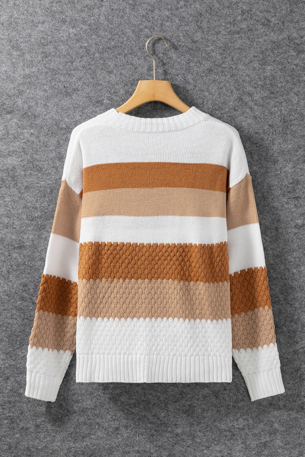 Stripe Cable Drop Shoulder Sweater