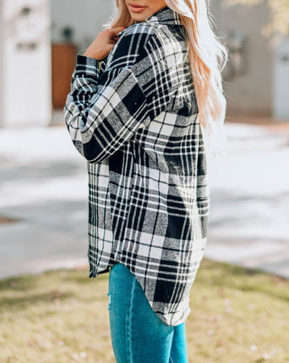 Plaid Button Front Boyfriend Shacket