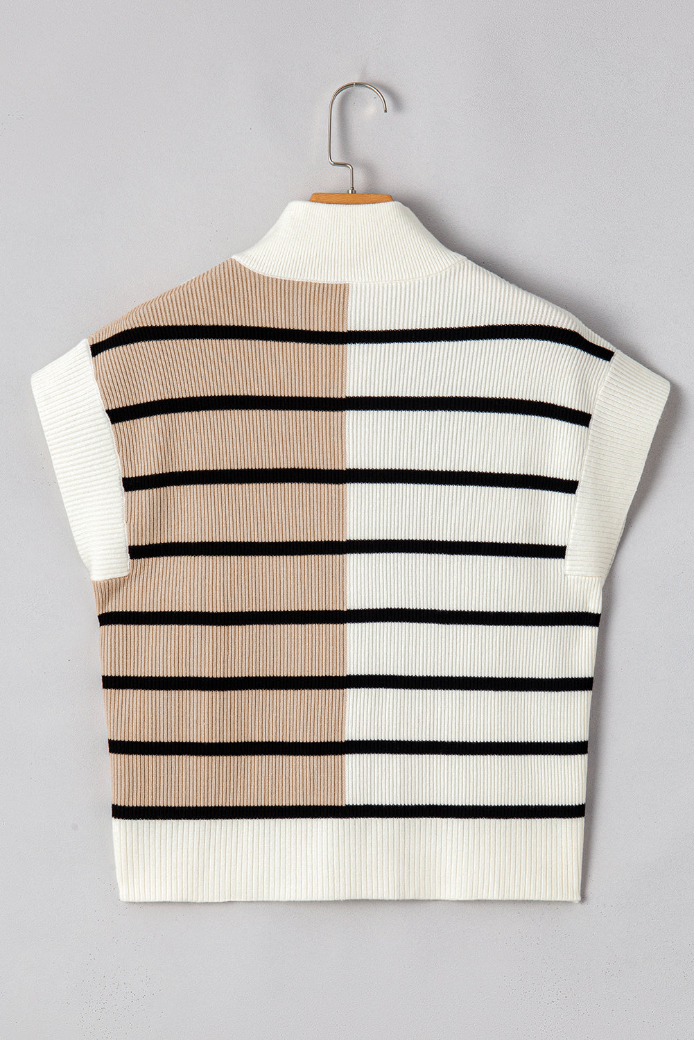 Stripe Colorblock Short Sleeve Sweater Top