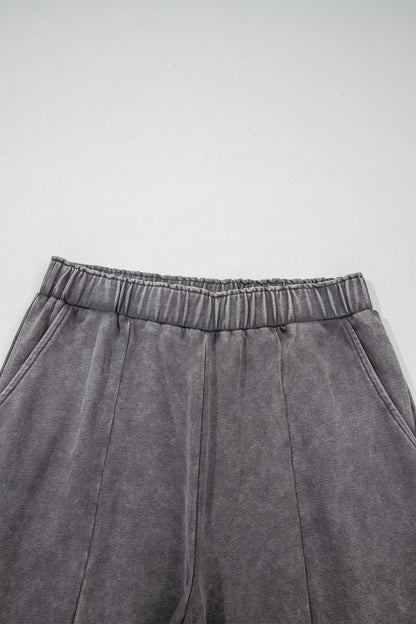 Leopard Patchwork Mineral Wash High Waist Pants