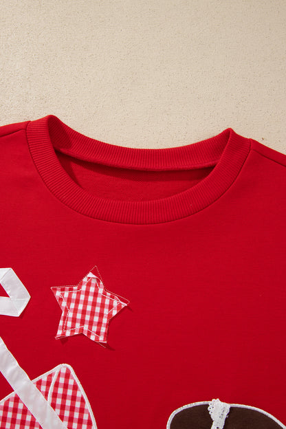 Game Day Gingham Patch Embroidered Sweatshirt