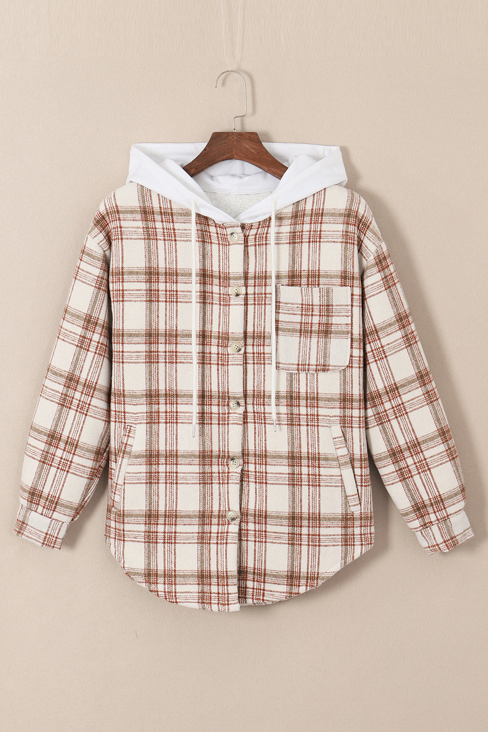 Plaid Sherpa Lined Hooded Jacket