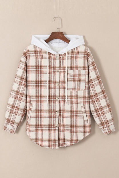 Plaid Sherpa Lined Hooded Jacket